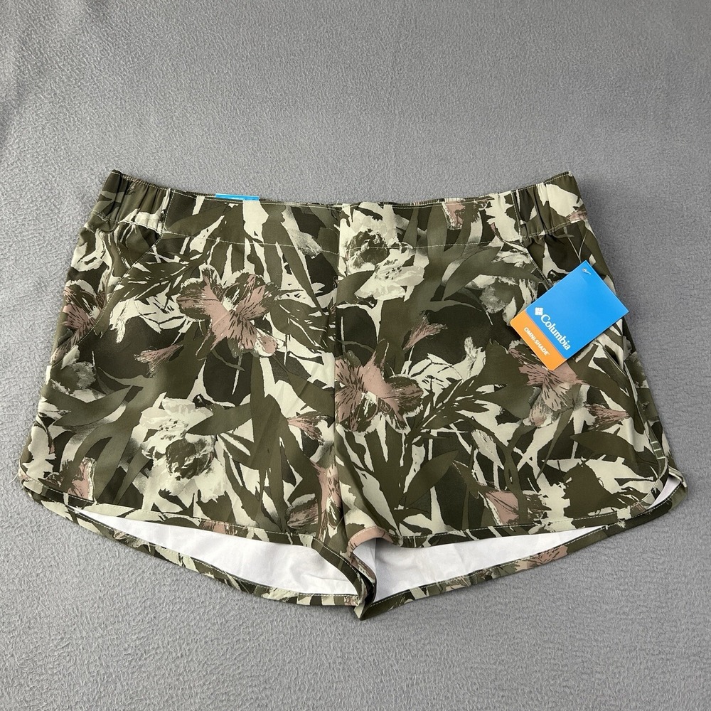 Columbia Pleasant Creek Short Womens XL Green Camo Floral‎ 3in Inseam Hike